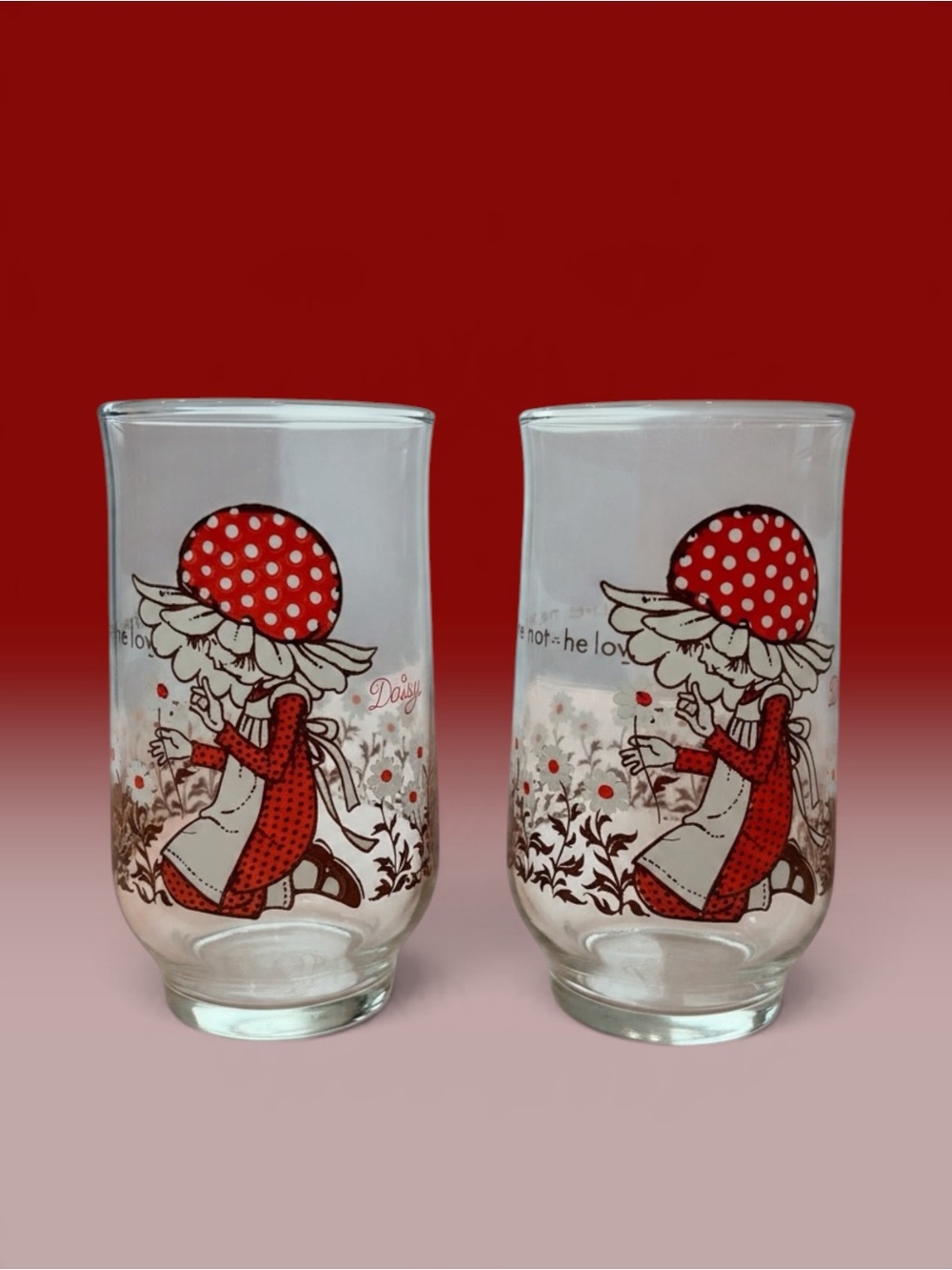 Vintage Holly Hobbie Drinking Glasses - Set of 2